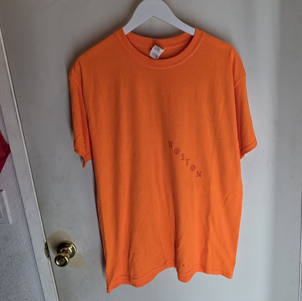 Yeezy POP UP MARKET Orange Short Sleeve Tee with 'Boston' Script